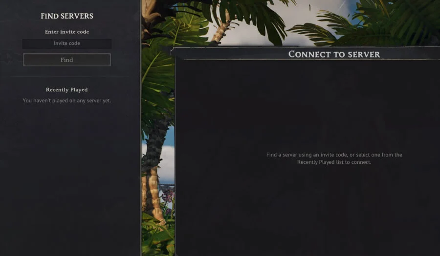 Windrose join server screen showing the invite code field